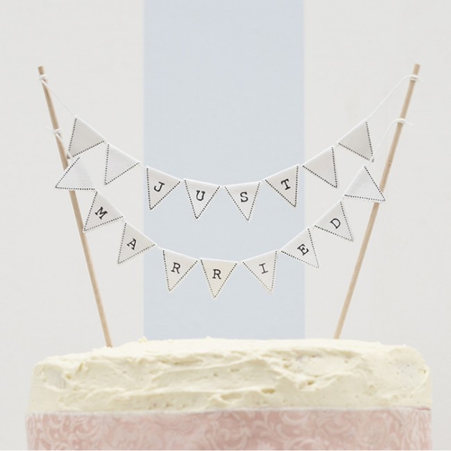 Cake Topper Just Married blanco: Detalles originales