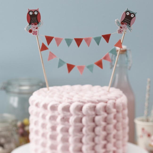 Cake Topper de guirnalda y buhos: Detalles originales