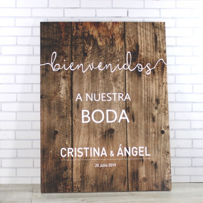 Cartel bienvenidos boda 80cm x 60cm: Carteles madera