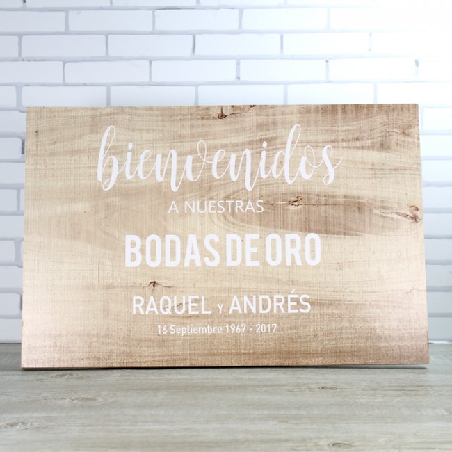 Cartel bodas de oro: Carteles madera