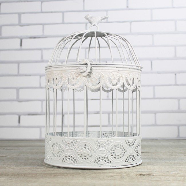 Jaula decoración blanca con pajarito